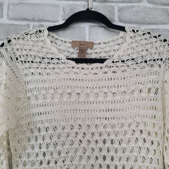 IE Crochet Open Weave Pullover Top Shirt Womens Med Boho Festival - Picture 3 of 10